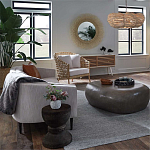 Круглая люстра волнистой формы с декором из круглых деревянных бусин White Wooden Beads Chandelier варинант исполнения - 2 | Loft Concept во Владивостоке