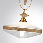 Подвесной светильник с плоским прозрачным плафоном и декоративной вставкой из текстурного камня Tectona  варинант исполнения - 6 | Loft Concept во Владивостоке