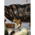 Блюдо черного цвета из фрафора на бронзовых ножках Eden Garden porcelain and bronze варинант исполнения - 5 | Loft Concept во Владивостоке