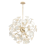 Люстра круглой формы с белыми и прозрачными лепестками цветов Диаметр 69 см Wintery flovers варинант исполнения - 1 | Loft Concept во Владивостоке