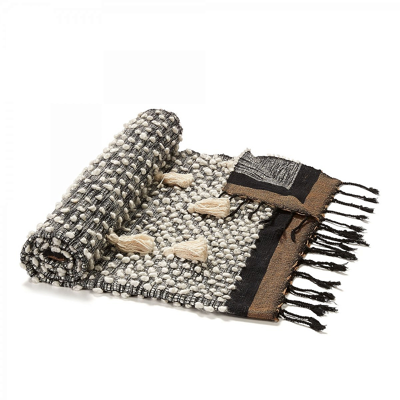 Плед Plaid Boho Tassels Бежевый Коричневый Синий во Владивостоке | Loft Concept 