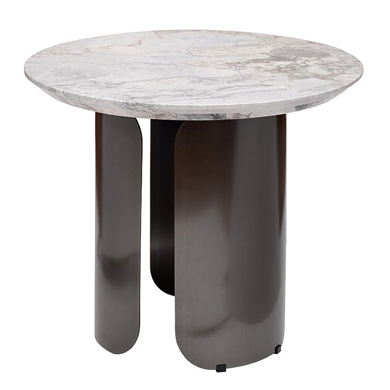 Столик журнальный круглый с мраморной столешницей Gray Marble Table Серый Столик журнальный круглый с мраморной столешницей Gray Marble Table Серый во Владивостоке | Loft Concept