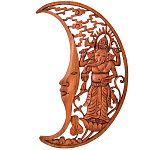 Панно из дерева Ганеша и месяц Panel With Animals варинант исполнения - 1 | Loft Concept во Владивостоке