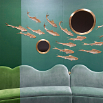 Обои с вышивкой ручной работы Deco Fish Original colourway варинант исполнения - 1 | Loft Concept во Владивостоке