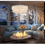 Круглая люстра с хрустальными подвесками на золотистом каркасе Gorgeous Crystal Light варинант исполнения - 13 | Loft Concept во Владивостоке