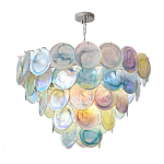 Люстра с каскадом из круглых разноцветных стеклянных дисков Mother of Pearl Iridescence варинант исполнения - 2 | Loft Concept во Владивостоке