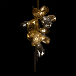 Люстра подвесная вытянутой формы с плафонами из стекла и металла с тремя вертикальными подвесками Gilded Mirage  варинант исполнения - 5 | Loft Concept во Владивостоке