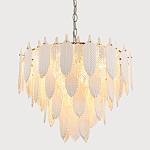 Люстра с декором из рельефного стекла в виде перьев Abelia Feather Chandelier 12 варинант исполнения - 3 | Loft Concept во Владивостоке