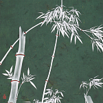 Обои ручная роспись Bamboo Argent on Edo Green painted silk варинант исполнения - 1 | Loft Concept во Владивостоке