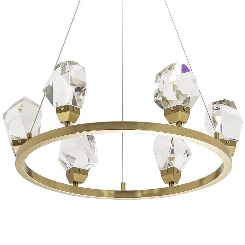 Подвесная круглая люстра с хрустальными плафонами Esme Crystal Brass Ring Chandelier Прозрачный Латунь Подвесная круглая люстра с хрустальными плафонами Esme Crystal Brass Ring Chandelier Прозрачный Латунь во Владивостоке | Loft Concept