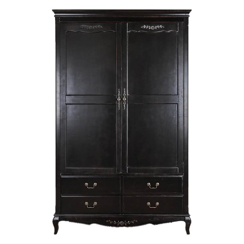 Шкаф черный с 4-мя ящиками и 2-мя дверцами в стиле Прованс Vintage Черный во Владивостоке | Loft Concept 