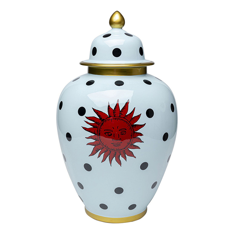 Ваза с крышкой белая Red Sun Белый Красный Ваза с крышкой белая Red Sun Белый Красный во Владивостоке | Loft Concept