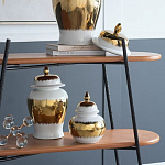 Ваза белая с крышкой и золотистыми фрагментами 46 см Chinoiserie Ceramics варинант исполнения - 2 | Loft Concept во Владивостоке