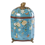 Ваза голубая с крышкой и цветочным узором Genuine Chinese Classics варинант исполнения - 1 | Loft Concept во Владивостоке