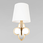 Бра с белым текстильным абажуром и декоративным основанием в виде четырехлистника с зеркальной вставкой Vitorino варинант исполнения - 18 | Loft Concept во Владивостоке