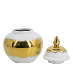 Ваза белая с крышкой и золотистыми фрагментами 24 см Chinoiserie Ceramics варинант исполнения - 2 | Loft Concept во Владивостоке