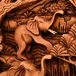 Панно из дерева пять слонов Panel With Animals варинант исполнения - 3 | Loft Concept во Владивостоке