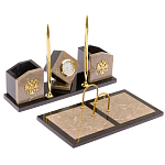 Настольный письменный набор из бежевого мрамора с часами Marble Accessory варинант исполнения - 2 | Loft Concept во Владивостоке