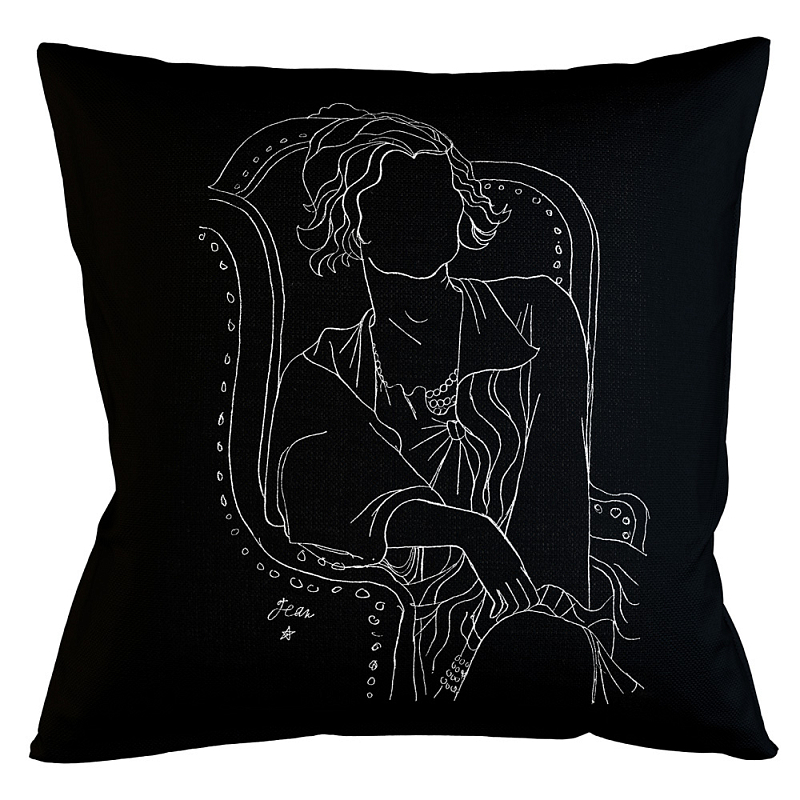Декоративная подушка White Silhouette Coco Pillow Бежевый Черный Декоративная подушка White Silhouette Coco Pillow Бежевый Черный во Владивостоке | Loft Concept