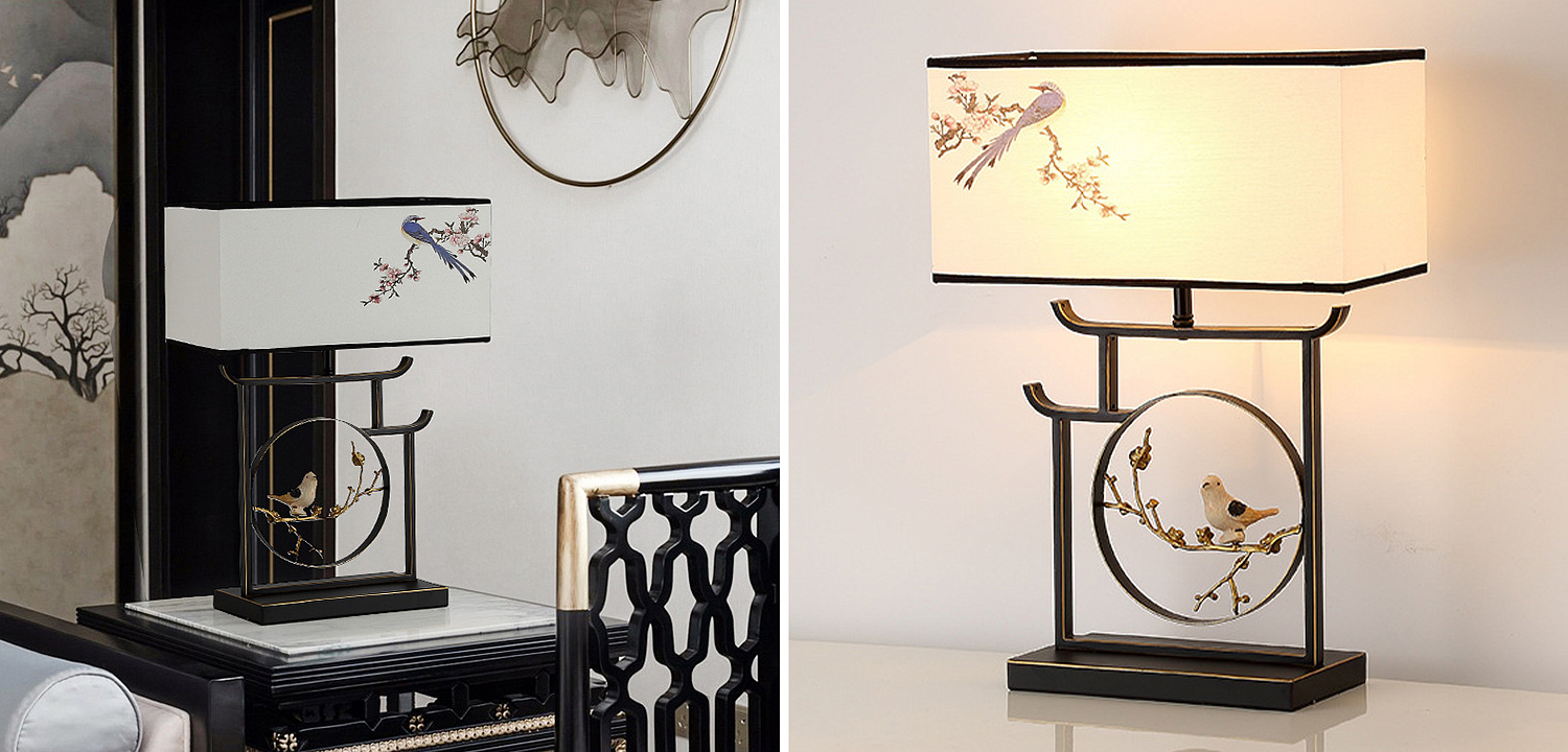 Настольная лампа с абажуром Bird Chinese Style Modern Table Lamp Настольная лампа с абажуром Bird Chinese Style Modern Table Lamp - Loft-Concept во Владивостоке