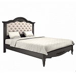 Кровать черная из массива бука с основанием и мягким изголовьем Black Provence варинант исполнения - 1 | Loft Concept во Владивостоке