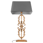 Настольная лампа на ажурном чугунном основании с тканевым серым абажуром Openwork Lamp варинант исполнения - 3 | Loft Concept во Владивостоке
