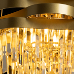 Люстра цвета матового золота с металлическими лентами и длинными прозрачными подвесками Gilded Waves варинант исполнения - 5 | Loft Concept во Владивостоке