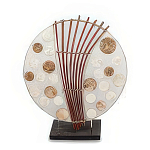 Настольная лампа из перламутра и дерева на подставке Indonesian Round Shell варинант исполнения - 3 | Loft Concept во Владивостоке