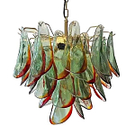 Люстра стеклянная с зелеными лепестками Green Leaf Fall варинант исполнения - 1 | Loft Concept во Владивостоке