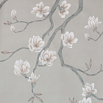 Обои ручная роспись Magnolia Canopy Original Colourway on Oyster Shell metallic silk варинант исполнения - 1 | Loft Concept во Владивостоке