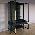 Витрина Primo со стеклянными фасадами и 2 ящиками Черный дуб варинант исполнения - 9 | Loft Concept во Владивостоке