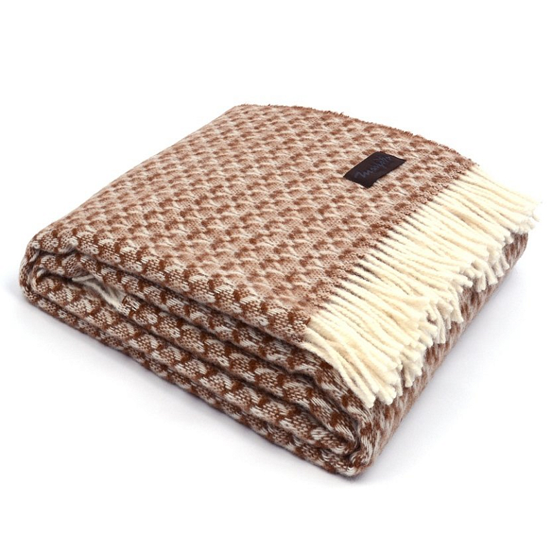 Плед BRIAS TRIANGLE 1200 Marzotto Бежево-серый Коричневый во Владивостоке | Loft Concept 