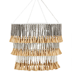 Люстра трехъярусная с декором из круглых деревянных бусин с кисточками Gray Brown Wooden Beads Chandelier варинант исполнения - 3 | Loft Concept во Владивостоке