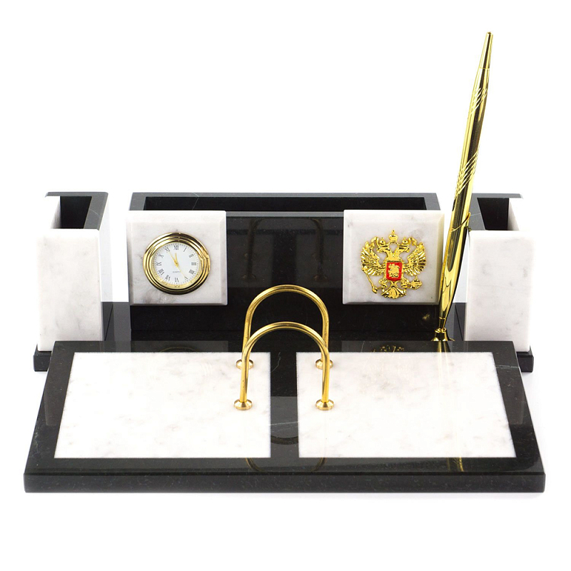 Настольный письменный набор из белого мрамора и змеевика Marble Accessory Золотой Белый Мрамор Bianco Черный Настольный письменный набор из белого мрамора и змеевика Marble Accessory Золотой Белый Мрамор Bianco Черный во Владивостоке | Loft Concept