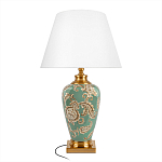 Настольная лампа бирюзовая с цветочным принтом Turquoise Flight варинант исполнения - 1 | Loft Concept во Владивостоке