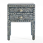 Тумбочка прикроватная White Pearl BEDSIDE CABINET 2 blue DRAWER варинант исполнения - 1 | Loft Concept во Владивостоке