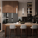 Подвесной светильник с узким цилиндрическим плафоном и черным металлическим декором Concrete Pipe варинант исполнения - 14 | Loft Concept во Владивостоке