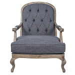 Кресло с пуфом с мягкой обивкой из льна Edward Armchair grey варинант исполнения - 1 | Loft Concept во Владивостоке