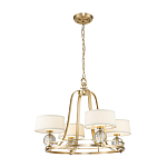 Люстра цвета латунь с 4-мя тканевыми абажурами и стеклянными шарами Quoizel варинант исполнения - 2 | Loft Concept во Владивостоке