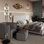 Торшер с 2-мя прозрачными стеклянными плафонами и золотистыми декоративными вставками Virelia варинант исполнения - 2 | Loft Concept во Владивостоке