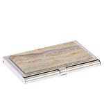 Визитница карманная металлическая с накладкой из натурального камня Агат Stone Business Card Holders  варинант исполнения - 2 | Loft Concept во Владивостоке