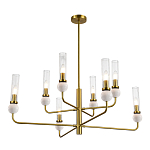 Люстра с 8-ю плафонами в форме стеклянных трубок и мраморных декоративных элементов Montreal варинант исполнения - 9 | Loft Concept во Владивостоке