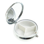 Таблетница карманная круглая с 3-мя отделениями с зеркалом и накладкой из натурального камня Жадеит Silver Stone Pillboxes варинант исполнения - 2 | Loft Concept во Владивостоке