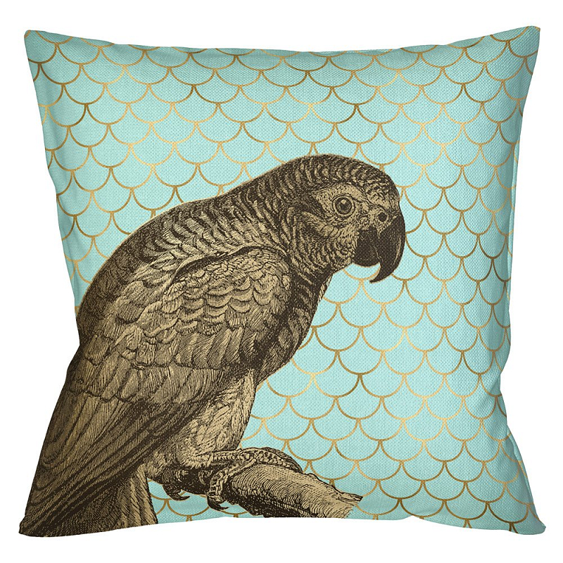 Подушка Safari light blue parrot Бирюзовый Глянцевое золото Подушка Safari light blue parrot Бирюзовый Глянцевое золото во Владивостоке | Loft Concept