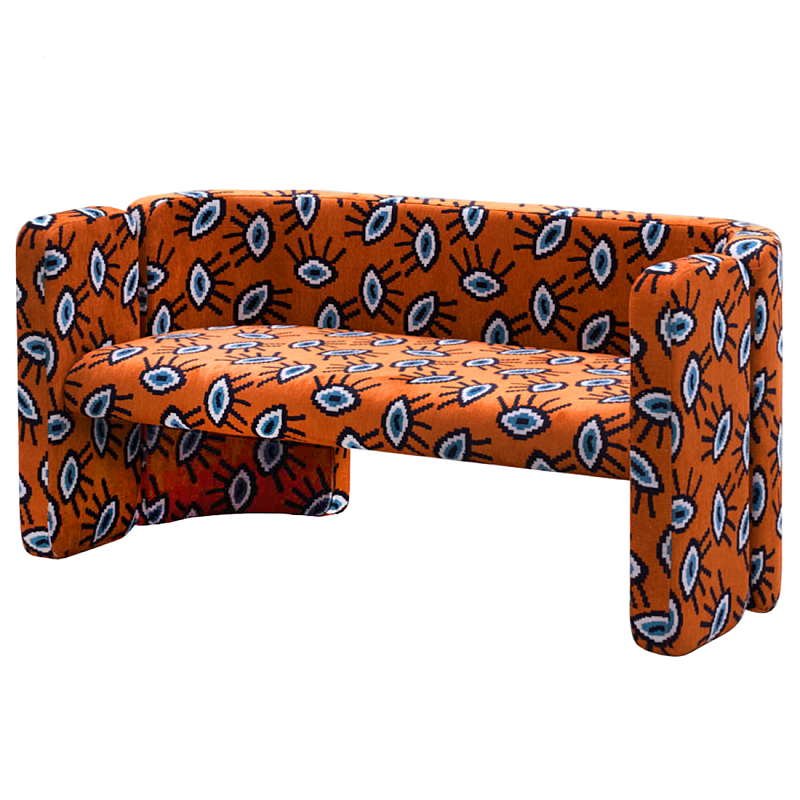 Акцентный Двухместный Диван Leela Оранжевый Орнамент Оранжевый во Владивостоке | Loft Concept 