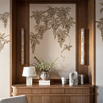 Обои с вышивкой ручной работы Deco Wisteria ﻿Midas colourway on Liso Pearl wool sateen варинант исполнения - 4 | Loft Concept во Владивостоке