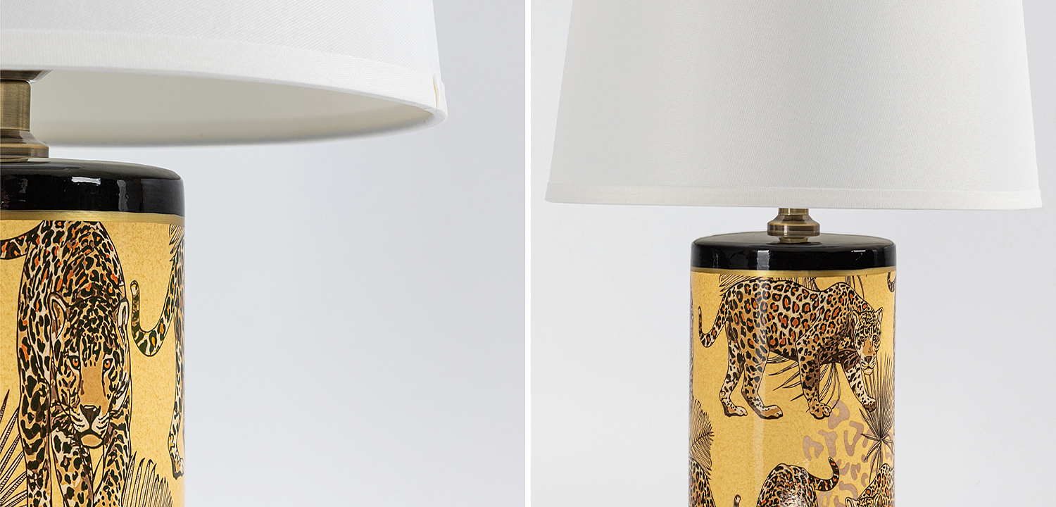 Настольная лампа с абажуром Leopard Lampshade Yellow White Настольная лампа с абажуром Leopard Lampshade Yellow White - Loft-Concept во Владивостоке