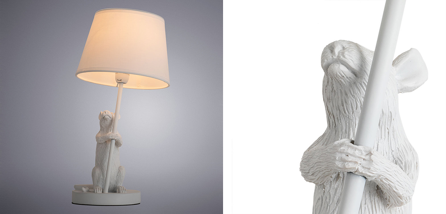 Настольная лампа White Mouse holding a lamp Настольная лампа White Mouse holding a lamp - Loft-Concept во Владивостоке