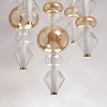 Люстра с плафонами из прозрачного и янтарного стекла в виде шаров и ромбов Gabriel Scott Luna варинант исполнения - 10 | Loft Concept во Владивостоке