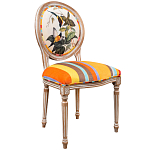 Стул бежевый в разноцветную полоску из натурального бука с изображением птиц и цветов Blooming Birds Colorful Stripes Chair варинант исполнения - 2 | Loft Concept во Владивостоке